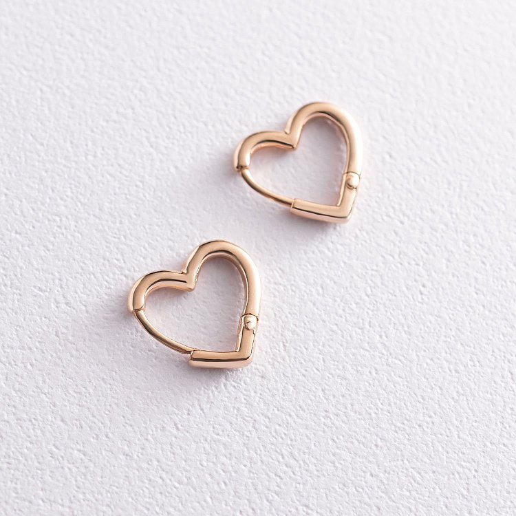 Серьги "Сердечки" в красном золоте с07072 от ювелирного магазина Оникс