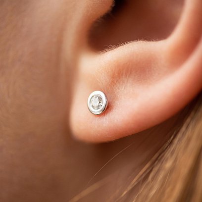 Золотые серьги - пусеты с бриллиантами 36801121 №2