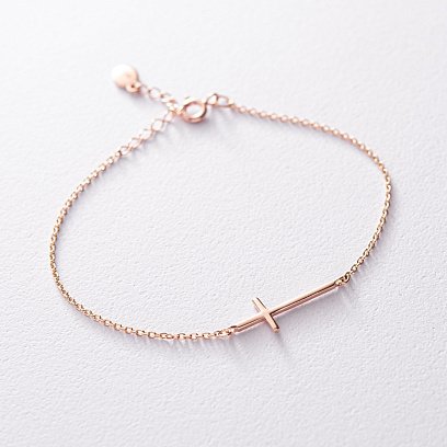 Браслет "Хрестик" у червоному золоті з2081 №8