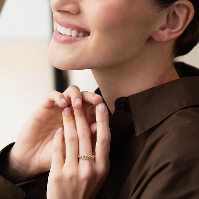 Кольцо "Цепочка" в желтом золоте к07190 №16