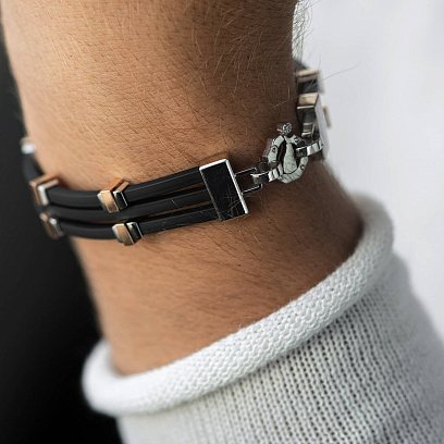 Каучуковий браслет із золотими вставками (фіаніти) 1091б №6