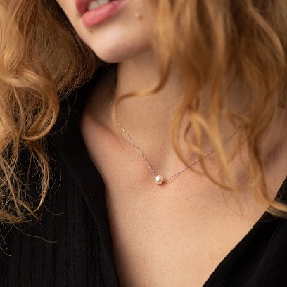 Срібне кольє "Перлина на ланцюжку" 181269 №3