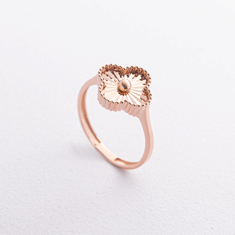 Каблучка "Конюшина" в червоному золоті к08126 від ювелірного магазину Онікс