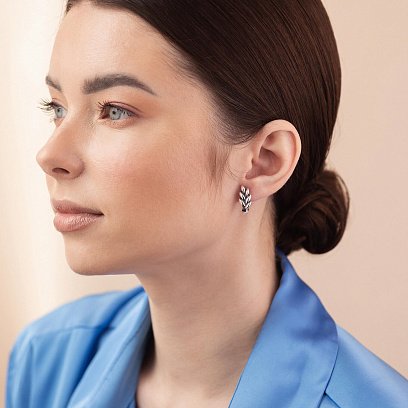 Серебряные серьги "Колосок пшеницы" 123284 №2