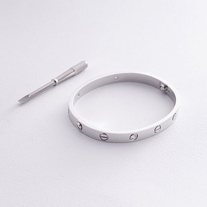 Жесткий браслет "Love" с бриллиантами (белое золото) 531761121