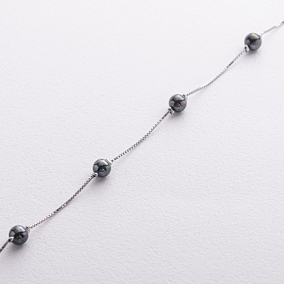 Срібний браслет з перлами 141909 №2