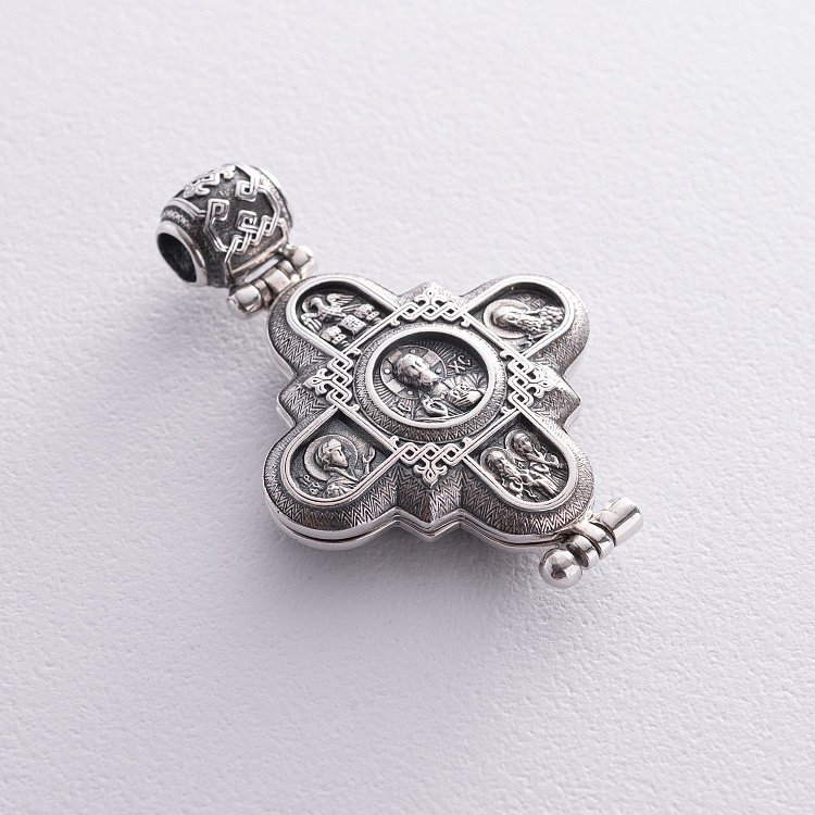 Мощевик из серебра с чернением " Господь Вседержитель. Божия Матерь" 131779 от ювелирного магазина Оникс - 8