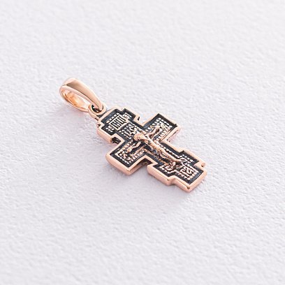 Православный крест "Распятие. Спаси и сохрани" (чернение) п01848