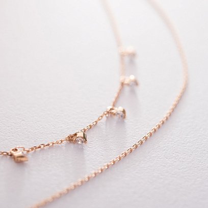 Двойное золотое колье "Дуальность" с фианитами кол01405 №3