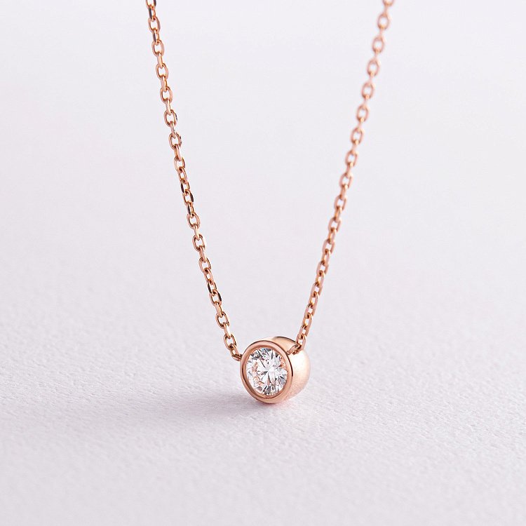 Колье в красном золоте с бриллиантом 719112421 от ювелирного магазина Оникс