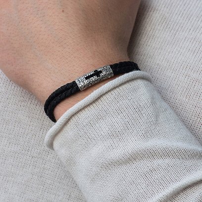 Чоловічий срібний браслет з хрестом 1309 №2