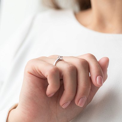 Золотое помолвочное кольцо с фианитом к06172 №2