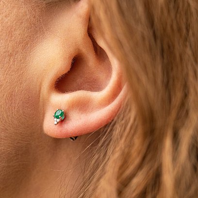 Золоті сережки - пусети зі смарагдами та діамантами сб0458nl №4