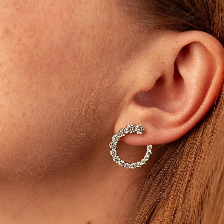 Серьги - пусеты "Саманта" с фианитами (белое золото) с08726 от ювелирного магазина Оникс