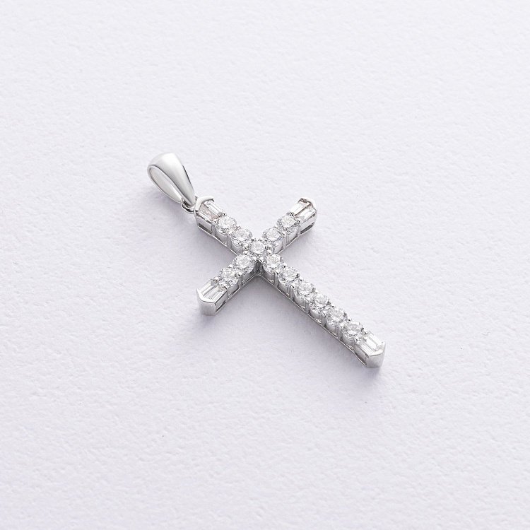 Хрестик з діамантами (біле золото) пб0356cha від ювелірного магазину Онікс