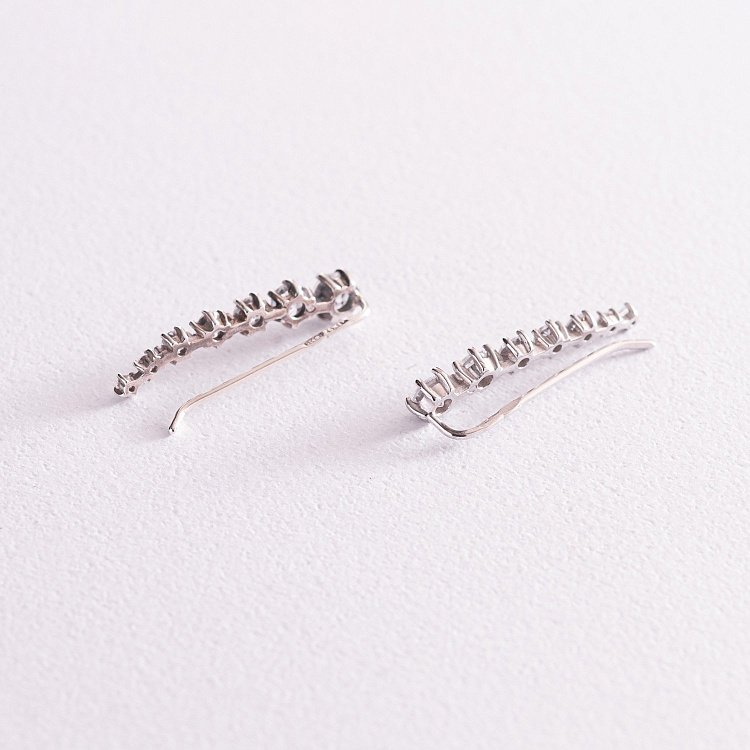 Серебряная моносерьга с фианитами (на правое ушко) 4904п от ювелирного магазина Оникс - 7