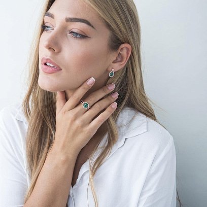 Золотое кольцо (празиолит, фианит) к04657 №6