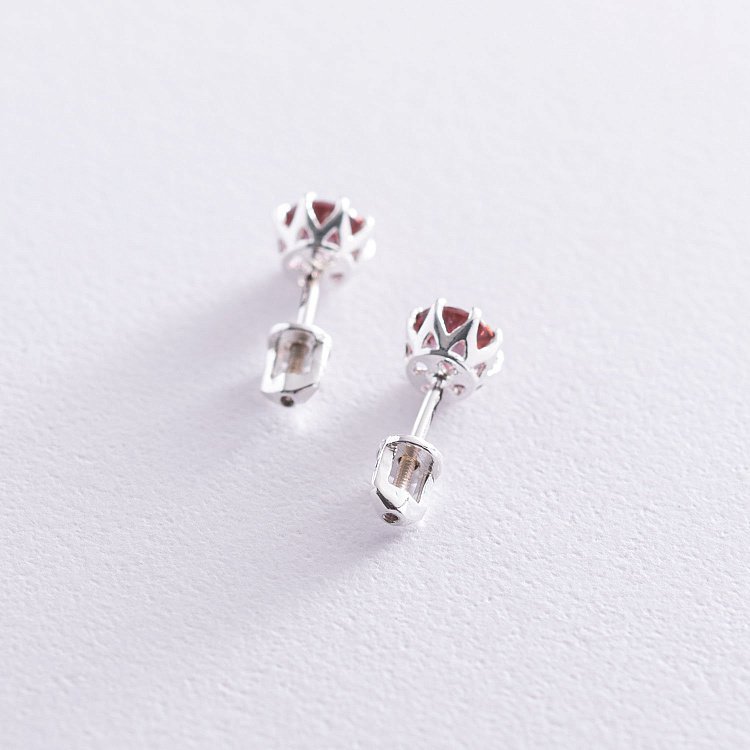 Серебряные серьги - пусеты (синт. кварц) 122823 от ювелирного магазина Оникс - 4