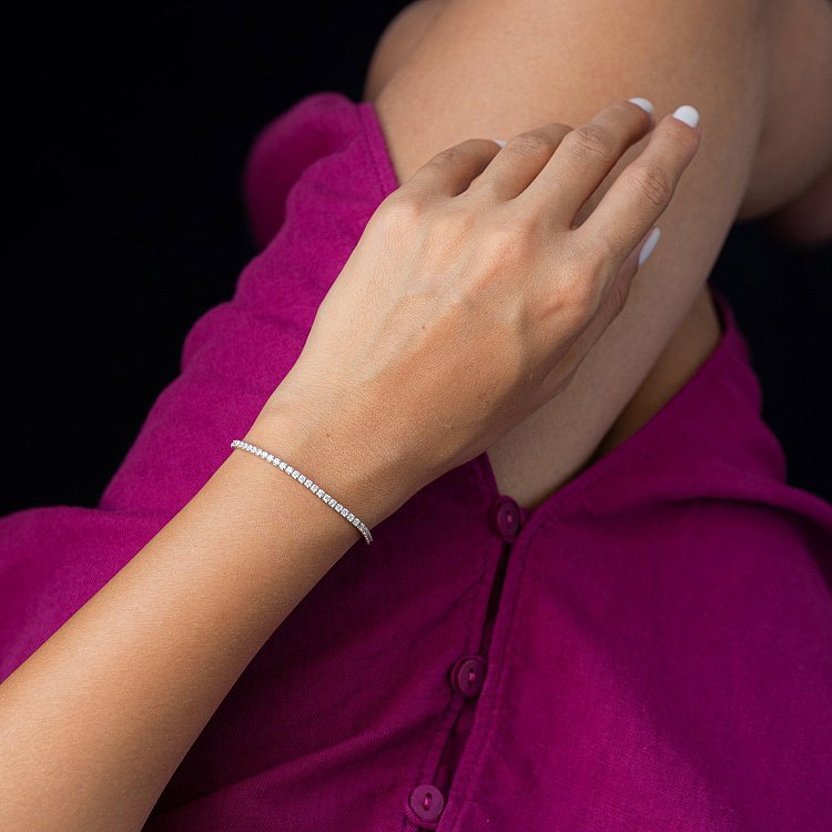 Срібний браслет "Витончений" з білими фіанітами 141502 від ювелірного магазину Онікс - 1