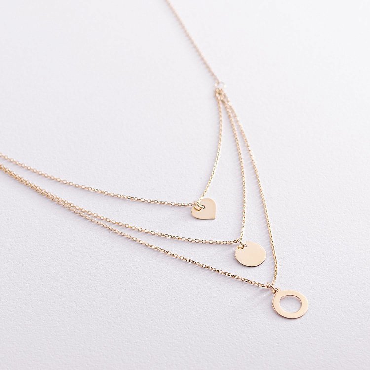 Кольє "Серце і кола" в жовтому золоті кол01769 від ювелірного магазину Онікс