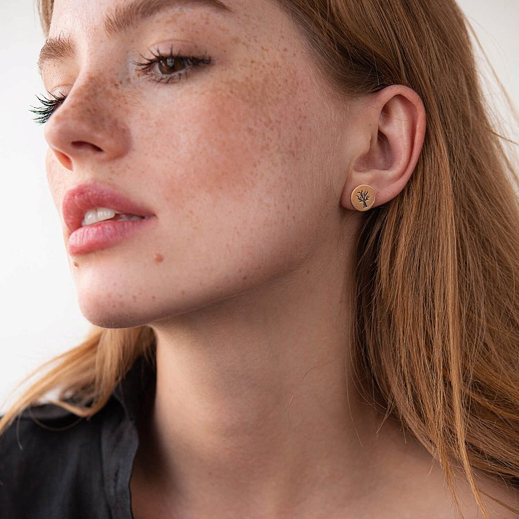 Серьги-пусеты "Древо" в красном золоте с06702 от ювелирного магазина Оникс - 5