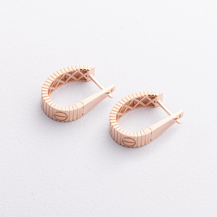 Серьги "Love" в красном золоте с09646 от ювелирного магазина Оникс - 1