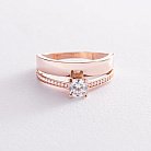 Золотое помолвочное кольцо с фианитами к07018 от ювелирного магазина Оникс