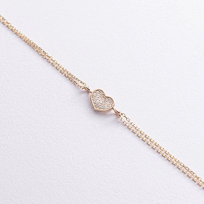 Браслет "Сердечко" с бриллиантами (желтое золото) бб0049м №3