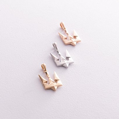 Кулон "Герб України - Тризуб" у жовтому золоті п03718 №8