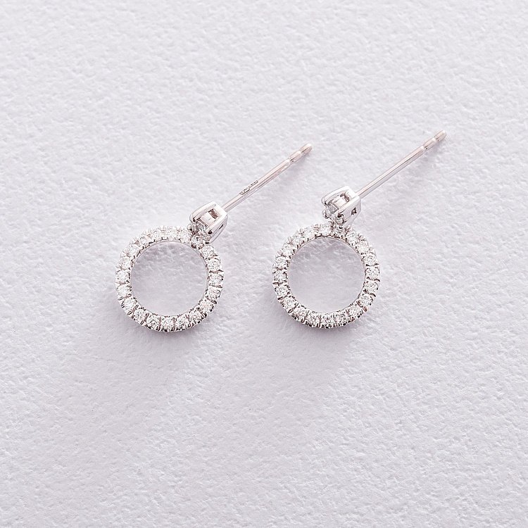 Золотые серьги-пусеты "Круги" с бриллиантами сб0283ai от ювелирного магазина Оникс