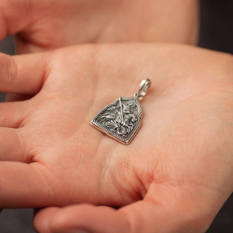 Срібна ладанка "Георгій Переможець" 131717 від ювелірного магазину Онікс - 3