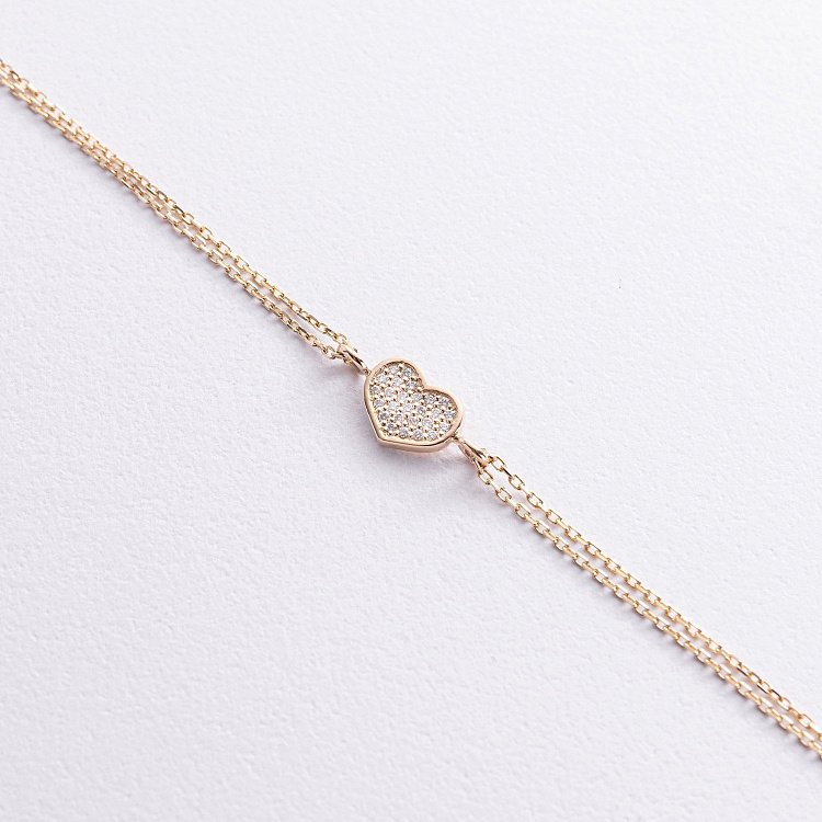 Браслет "Сердечко" с бриллиантами (желтое золото) бб0049м от ювелирного магазина Оникс - 2