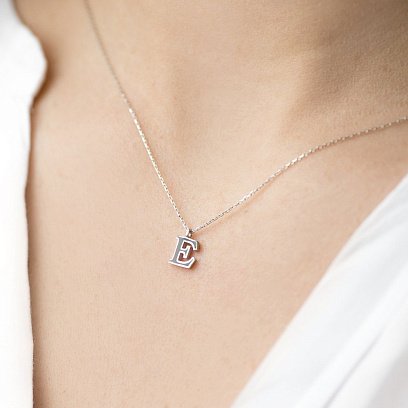 Серебряное колье с буквой Е 18619ч №6