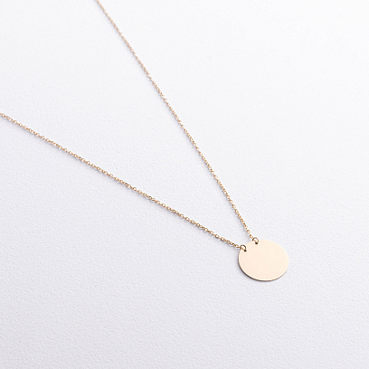 Колье "Монетка" в желтом золоте (возможна гравировка) кол02458 №3