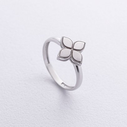 Кольцо "Клевер" в белом золоте к07533 №2