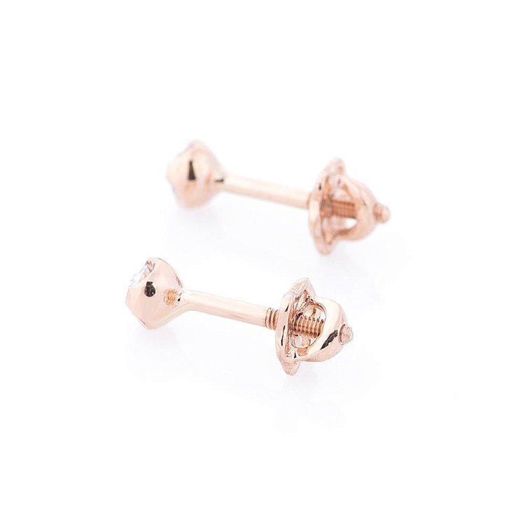 Золоті сережки-пусети з фіанітами с04942 від ювелірного магазину Онікс - 2