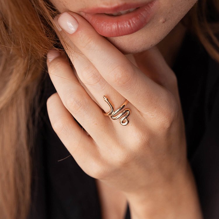 Каблучка "Змія" у червоному золоті к07091 від ювелірного магазину Онікс - 4