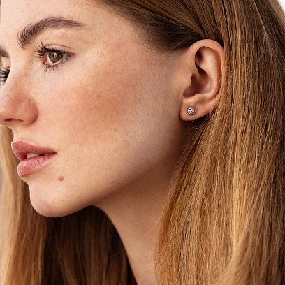 Сережки - пусети з фіанітами (біле золото) с02826 №2