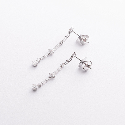 Золотые серьги - пусеты "Клевер" с бриллиантами сб0650nl №2