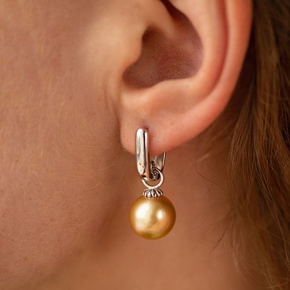 Сережки в білому золоті (культ. морські перли) с08581 №2