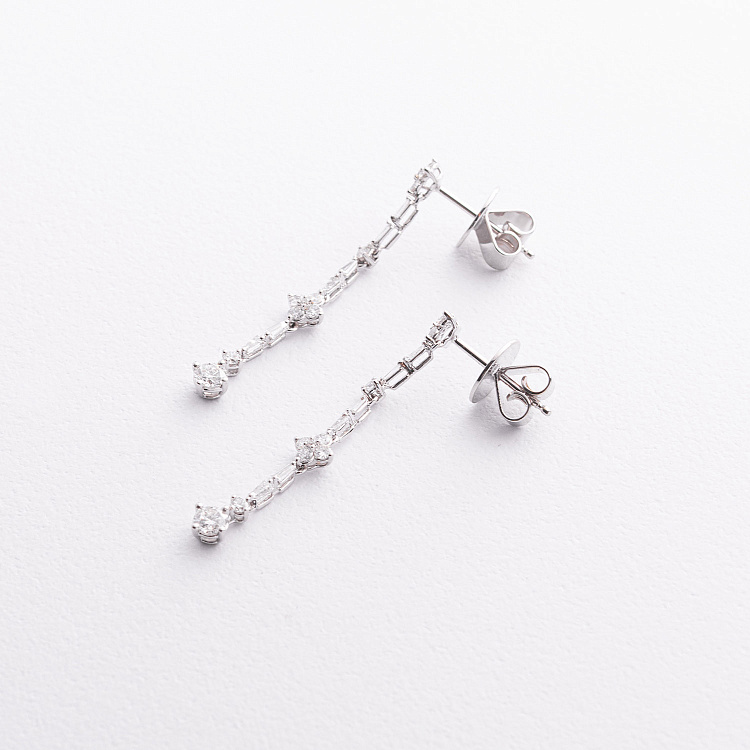 Золотые серьги - пусеты "Клевер" с бриллиантами сб0650nl от ювелирного магазина Оникс - 1