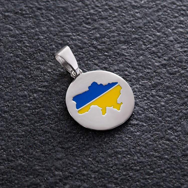 Серебряная подвеска "Карта Украины" с эмалью 940п Серебряная подвеска "Карта Украины" с эмалью 940п от ювелирного магазина Оникс