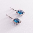Срібні сережки з синіми фіанітами с24 от ювелирного магазина Оникс - 3
