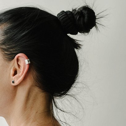 Серебряная серьга-каффа "Сердце" (матовая) 122703ser №7