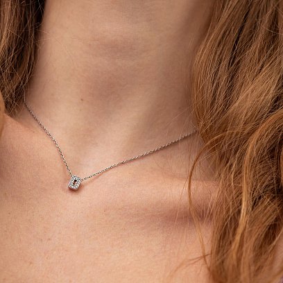 Серебряное колье с буквой "D" с фианитами 1103 D №4