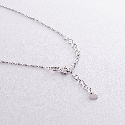 Колье "Сердечко" с синт. опалом (белое золото) кол02411 №8