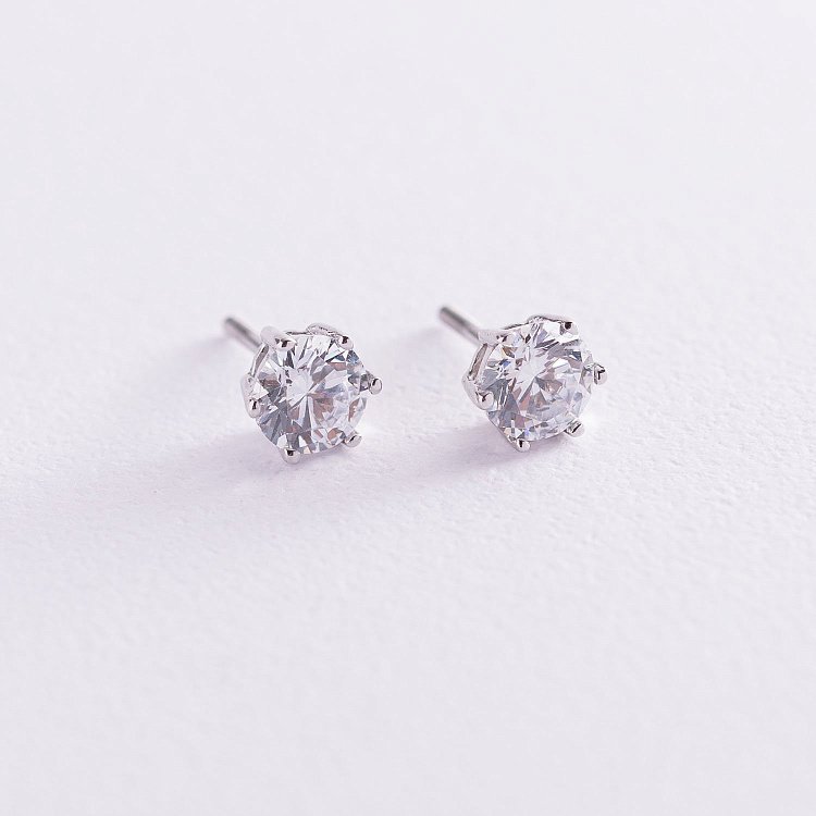 Золотые серьги-пусеты (фианит) с06033 от ювелирного магазина Оникс