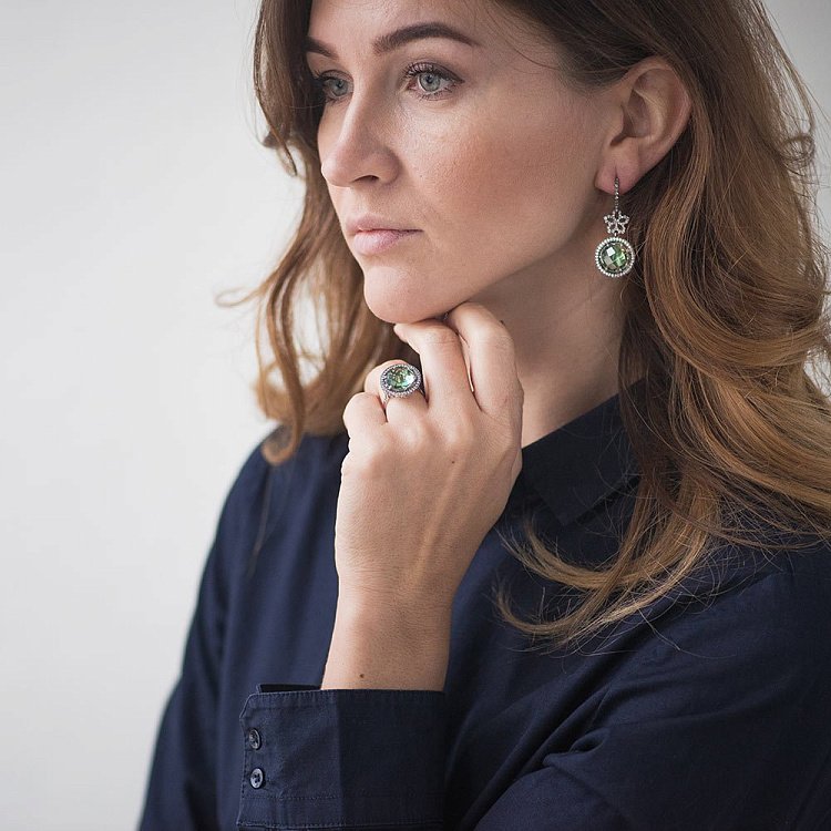 Золотые  серьги с аметистом и фианитами 14048492а от ювелирного магазина Оникс - 3