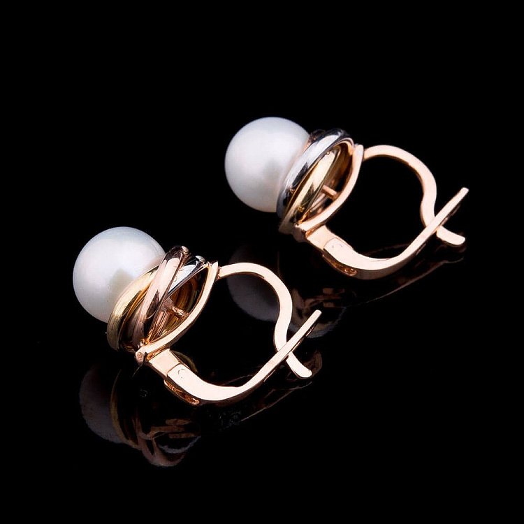 Золотые сережки с культ. пресн. жемчугом с02748 от ювелирного магазина Оникс - 1