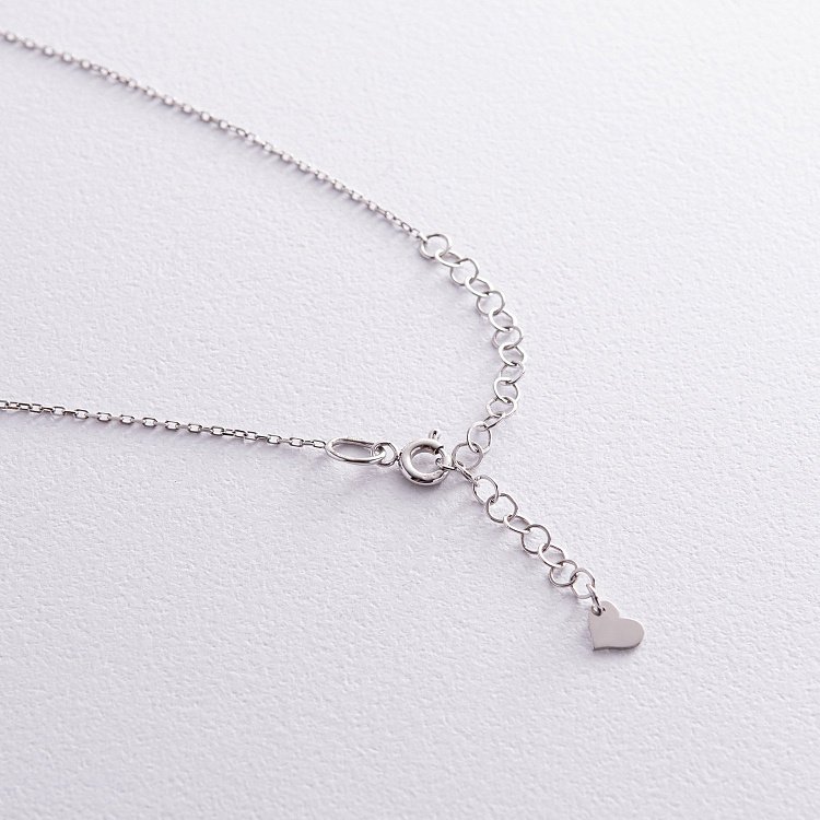 Колье "Сердечко" с синт. опалом (белое золото) кол02411 от ювелирного магазина Оникс - 7